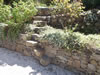 Basalt retaining wall with flying steps